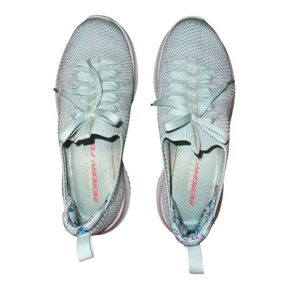 Skechers Women's Ultra Flex Washable Slip Ons Flourishing View Mint Green 5M EUC - Picture 9 of 10